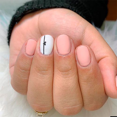 Amazing pink & White matte short nails for Valentine’s day!