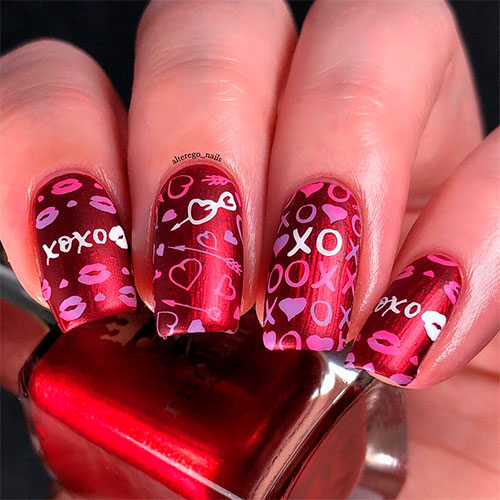 Beautiful Red Matte Coffin Nails for Valentine's Day