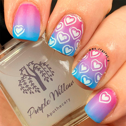 The Best Valentine’s Day Nails Right Now! 91 Beautiful valentines ombre short nail design!