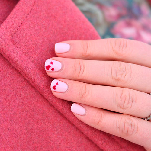 Cute Heart Nail Design for Short Pink Nails! - girly nail art