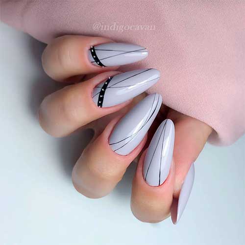 Cute grey almond shaped nails design! Cute grey almond shaped nails design!