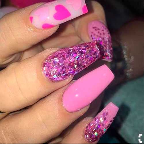 Gorgeous heart & glitter nail art designs for valentine's day