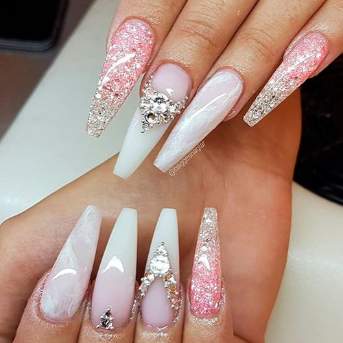 Gorgeous valentine’s day nails coffin shape