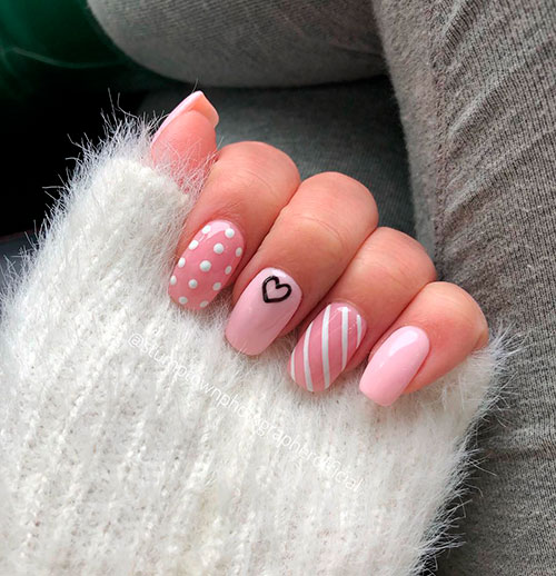 Pretty Pink Nails for Valentine's Day