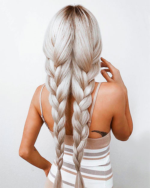 Amazing basic pigtail braids hairstyle color for long hair