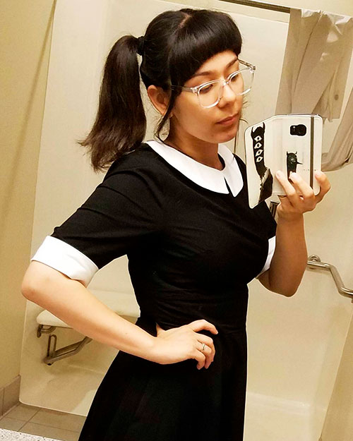 Cute Contrast Collar Cotton Poplin Dress Cute Contrast Collar Cotton Poplin Dress with short sleeves and pleats