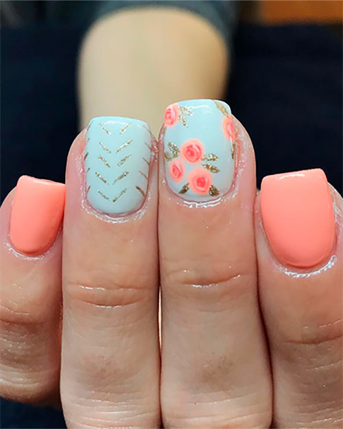 Cute short nail colors floral nails for spring 2019