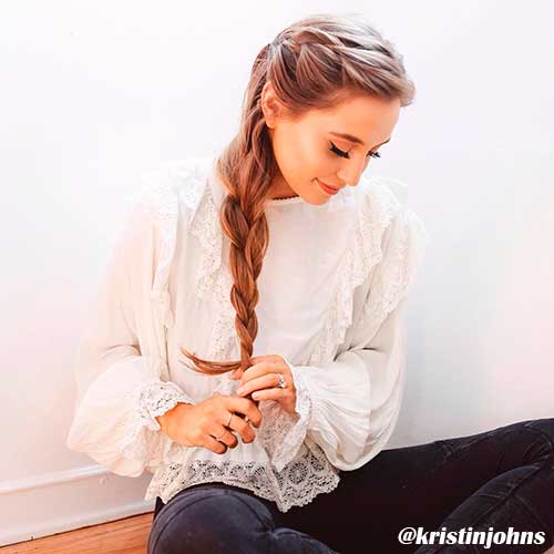Pretty pigtail braids hairstyle for long hair women