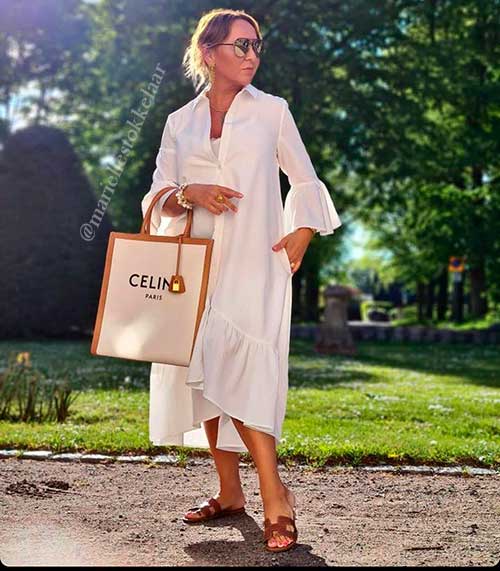 Stunning poplin shirt dress in white!