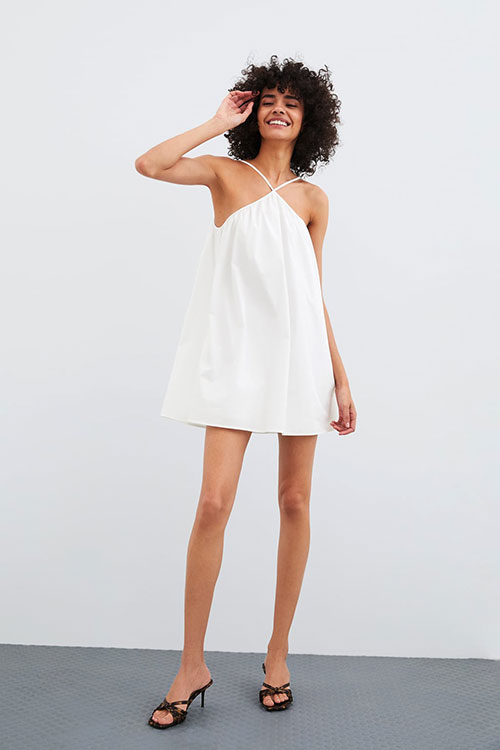 Zara white cotton poplin Playsuit dress with thin straps Zara white cotton poplin Playsuit dress with thin straps