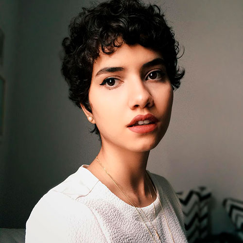 Cute Curly Pixie Cut with Curly Bangs