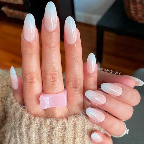 Long Round Ombre Dip Nails