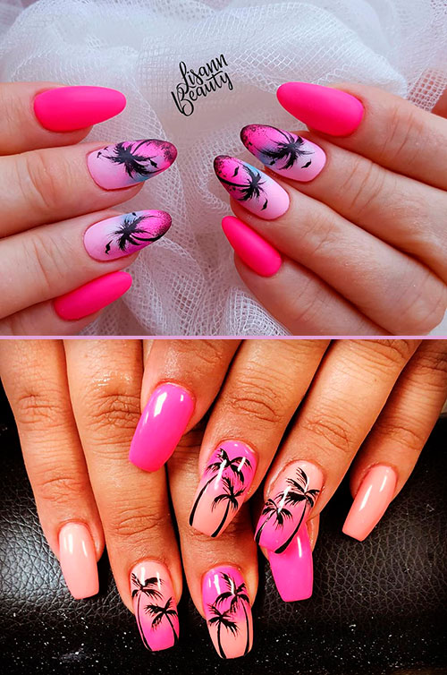 Cute Pink ombre nails designs for summer 2019 between almond pink ombre nails and coffin pink ombre nails