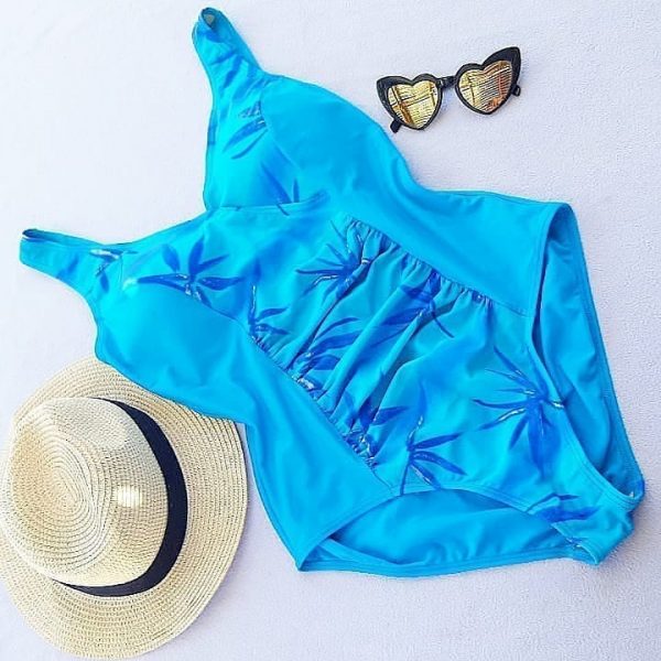 Blue one-piece plus size swimwear for this summer