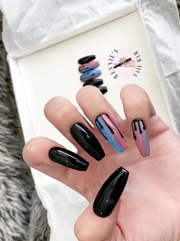 Amazing Gothic Halloween press on nails 2019, long Halloween nails coffin shaped