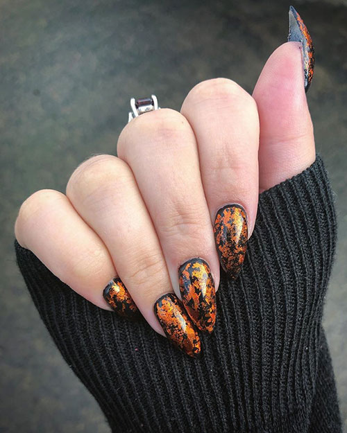 Cute Halloween pumpkin stiletto nails 2019 are creepy Halloween Nails 2019