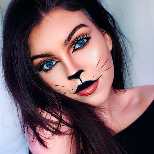 Easy Halloween Cat Makeup, cat eye makeup Halloween, scary cat makeup, and cat face paint - Best Halloween Makeup Ideas
