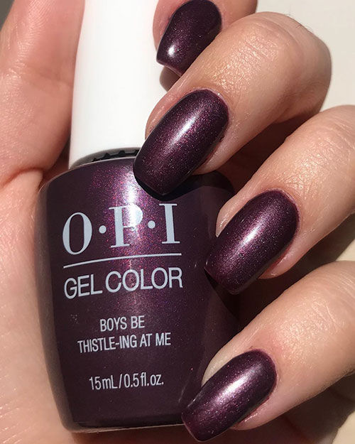 Cute purple gel nails uses OPI boys be thistle-ing at me - SCOTLAND COLLECTION gel fall nail colors 2019