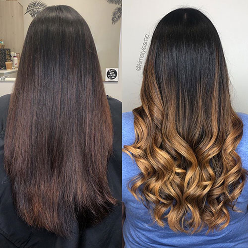 Hair Transformation to Honey Highlights Fall Hair Color is One of The Best Fall Hair Color Trends