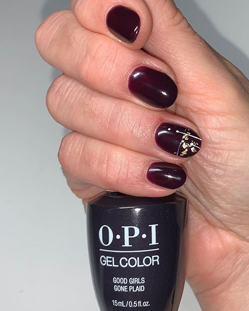 4. Dark Gel Fall Nail Colors: OPI Good Girls Gone Plaid.