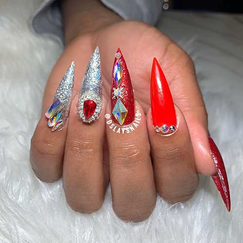 Featured image of post Bling Red Coffin Nails With Rhinestones / To cop this manicure, paint your nails with smith &amp; cult color nail.