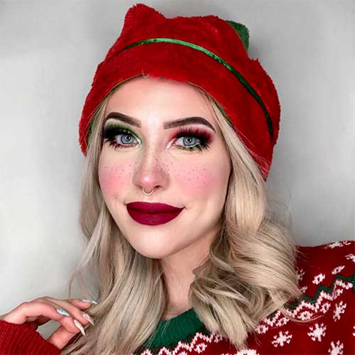 Cute Christmas elf makeup look 2019!