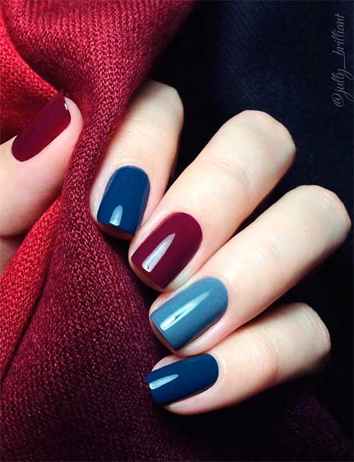 Cute winter multi-colored acrylic nails set!