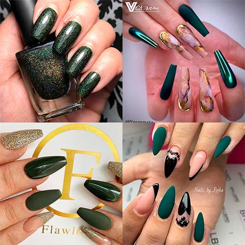27 Dark Green Nails Ideas to Consider for Winter