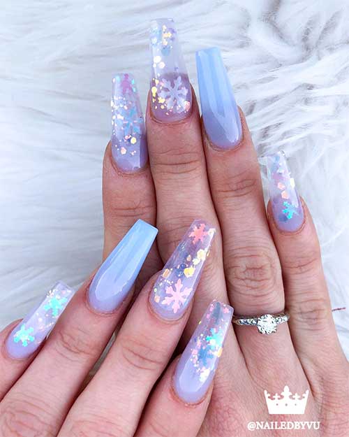 Winter wonderland coffin shaped nails set! Winter wonderland coffin shaped nails set!