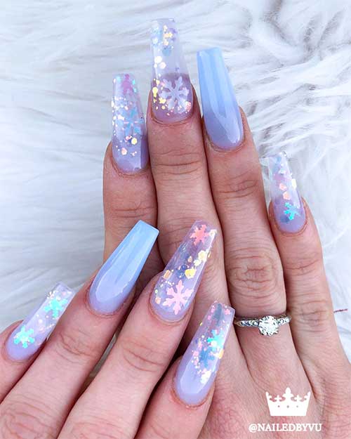 Winter wonderland coffin shaped nails set!