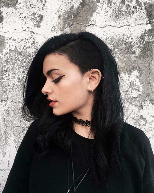 Attractive side shaved hairstyle for long hair!