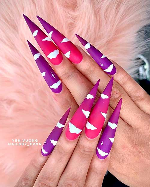 Pink and purple cloud ombre nails Pink and purple cloud ombre nails