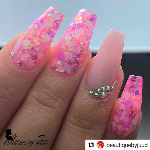 Sequins on Top Valentine’s Nail Art 2020