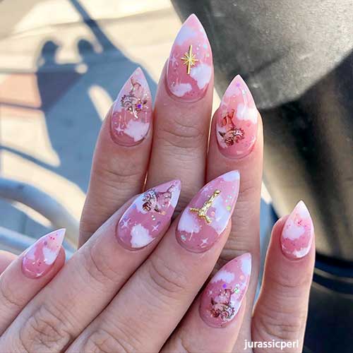 Shirt stiletto baby pink cloud nails set! Shirt stiletto baby pink cloud nails set!
