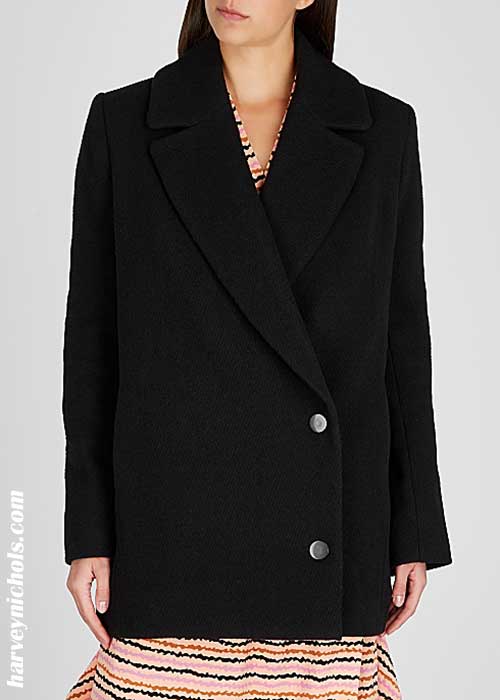 Black Wool-Blend Pea Coat By Malene Birger - trendy winter coats 2020
