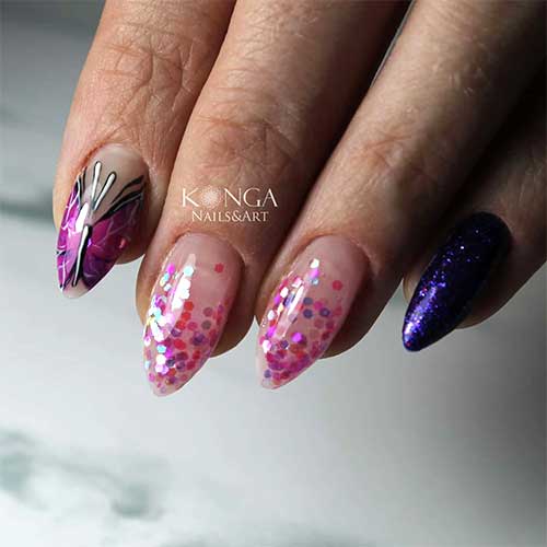 Cute butterfly nails art for spring 2020 with glitter Cute butterfly nails art for spring 2020 with glitter