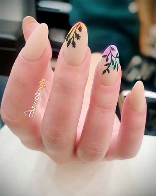 Cute matte spring bloom nails 2020 almond shaped design Cute matte spring bloom nails 2020 almond shaped design