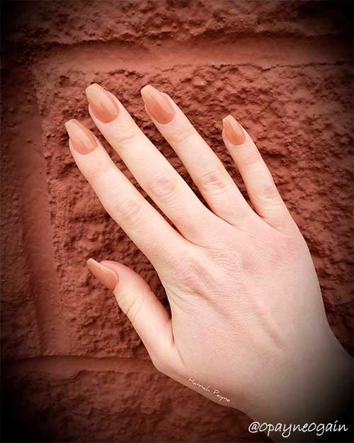 Dark shade nude acrylic nails coffin shaped medium length