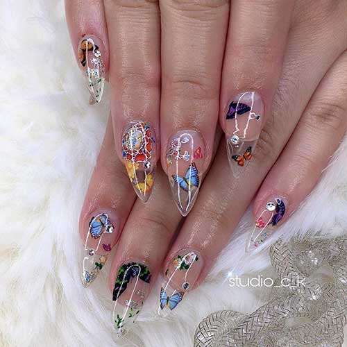 Lovely spring butterfly nails almond shaped for spring 2020 Lovely spring butterfly nails almond shaped for spring 2020