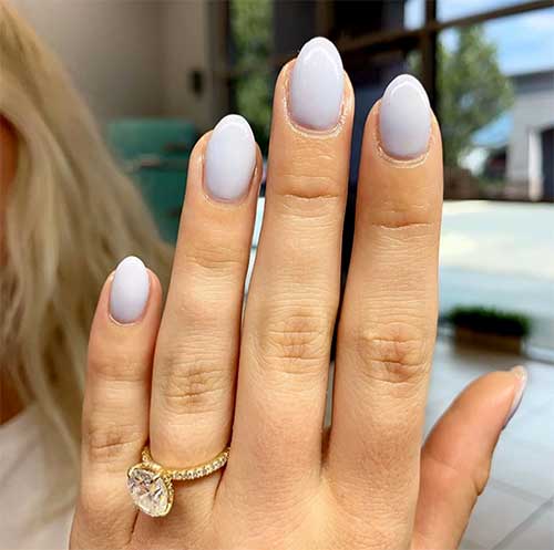 Short Light Grey Acrylic Nails 2020 Almond shaped Idea for spring 2020