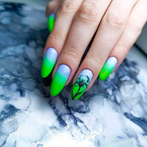 Blue green ombre nails art is one of the best ombre summer nails 2020