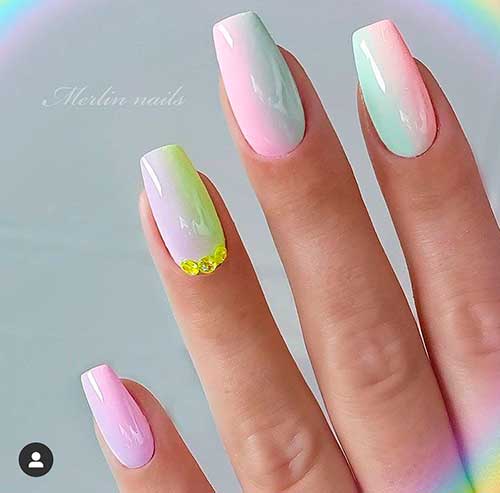 Pastel mixed color ombre nails 2020 coffin shaped design!