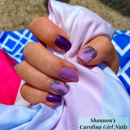 Cute purple color street nails combo idea 2020!