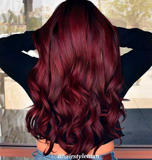 Gorgeous dark red hair colour idea!