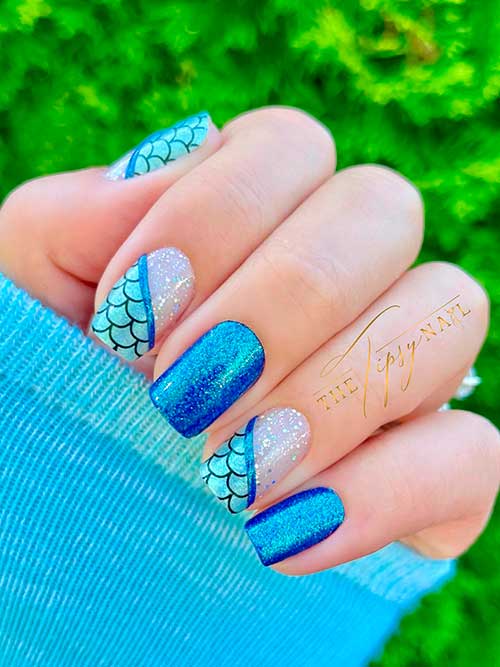 Mermaid Color Street Mixed Mani - Gossip and Glitter + Let's Meet in Crete + Tweenie Weenie Santorini + Mermaid You Look