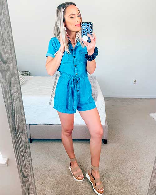 Chic denim romper outfit for summer 2020!