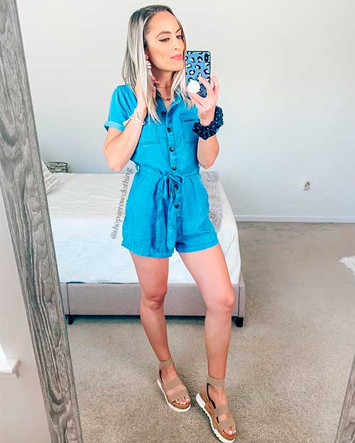 Chic denim romper outfit for summer 2020! Chic denim romper outfit for summer 2020!