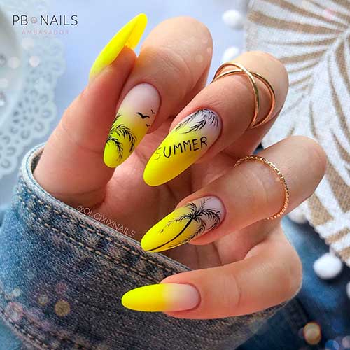 Gorgeous Bright Yellow Neon Summer Nails 2021