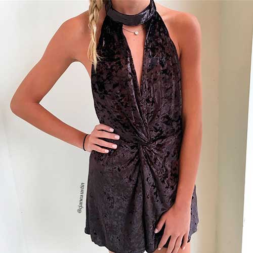 Stunning velvet choker collar romper for summer 2020!