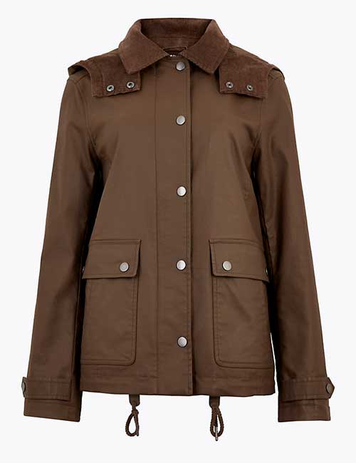 M&S Waxed Look Removable Hood Short Jacket that one of the best women's fall jackets 2020!